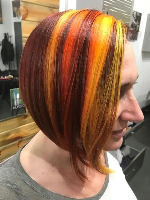 Hair Extensions photo, Denver Colorado. Calico at its finest a bit of a twist with this calico color(..)